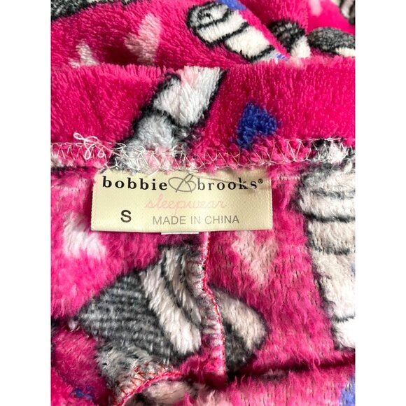 Bobbie Brooks Sleepwear Pink Fluffy Fleece Pajama Pants Coffee Cup Theme SMALL - Picture 5 of 6